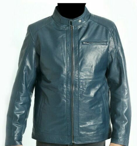 Veste cuir bleu pour hommes - veste,