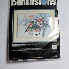 Kit complet à broder tableau floral toile aida USA 1987 N°1337 40*30 cm   