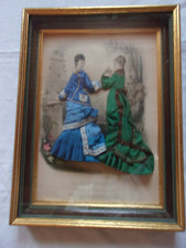 gravure de mode illustrée habillée encadrée Mme Bréant-Castel