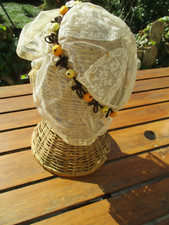 Bonnet de nuit femme tulle et dentelle ancien 1922