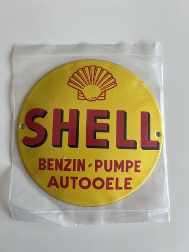 Plaque émaillée shell - plaque, benzin