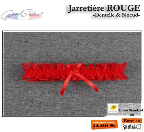 Jarretière rouge dentelle - jarretière,