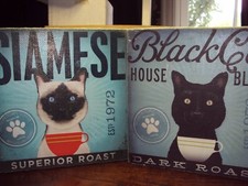 2 PLAQUES TOILE ART MURAL CHAT