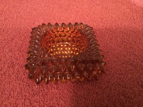 Amber glass square with - , raised
