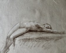 Dessin Ancien Fusain Étude