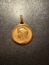 Rare Médaille Religieuse Ancienne St Vierge French Antique Fix Plaqué Or