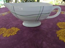 Saucière Faience de Salins Modèle Sortilège Art Déco Motif graphique Noir Vert