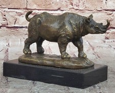 Signée Dali Faune Rhinocéros Bronze Sculpture Décor Maison Animal Figurine