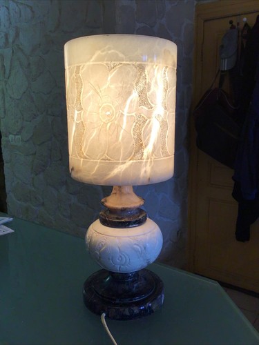 Lampe 1950 marbre blanc - marbre, et