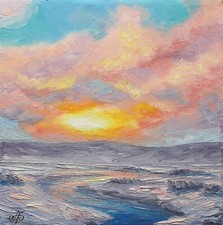 Original oil painting winter - original,