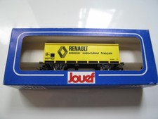 Wagon couvert jaune à toit blanc "Renault" de JOUEF en Boite d'origine Bel état