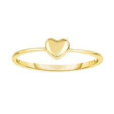 Bague Design Cœur Puffed Petite Taille 7 En Or Jaune 14K Solide Pour Femmes