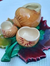 Ancien porte-pique/pic escargot/set apéritif porcelaine barbotine