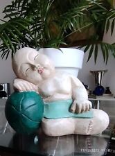 Grand Bouddha "endormi" en bois peint de Thaïlande