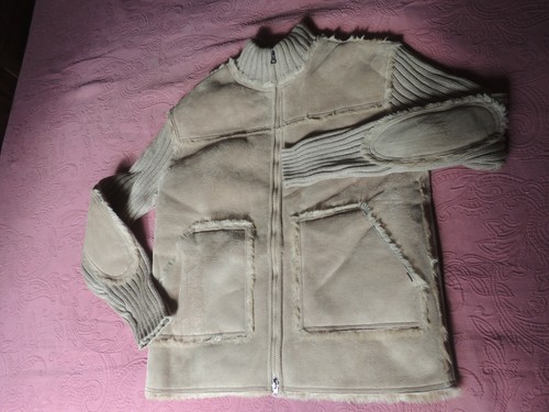 Veste tricot imitation - et, peau