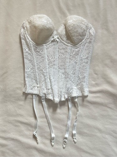 Vintage 70s 80s white lace - white, low