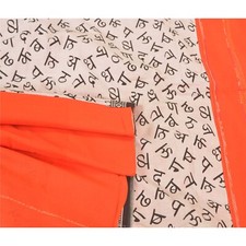 Tissu premium 5 yards sanscrit vintage orange sari indien mélangé coton sari