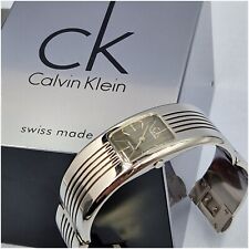 Montre CALVIN KLEIN femme-quartz-jonc-chrome-boite-watch women-poignée 150mm 