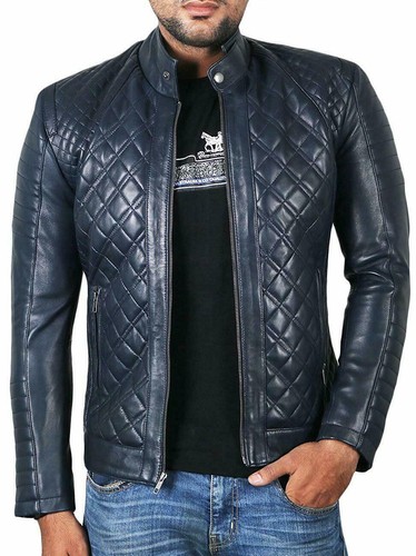 Veste cuir matelassée - cuir,