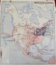 affiche scolaire rossignol carte murale tableau USA Amérique du nord et du sud