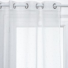 Rideau Voilage à Oeillets Effet 3D "Pois" 140x240cm Blanc