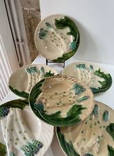 6 Anciennes ASSIETTES à ASPERGES BARBOTINE  SALINS PATINE COLLECTION DÉCO