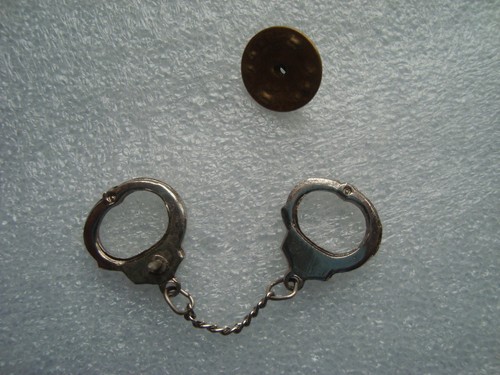 Vintage handcuffs pin brooch - vintage,