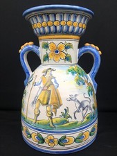 ANCIEN GRAND VASE EN FAÏENCE ÉMAILÉE PEINT À LA MAIN TAVALERA NIVEIRO H.29 CM
