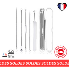 Remover Set Point Noir, Extracteur de Comédons, Perce Bouton, Acier Inoxydable