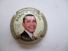 capsule champagne Pierre MIGNON,  Barack OBAMA, cercle gris, contour or, N°74j