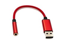 SYSTEM-S Câble USB 20 cm 3,5 mm Jack Femelle vers 2.0 Type A Mâle Tressé Rouge