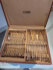 Ravinet d'Enfert Uniplat/Vieux Paris, 12 couverts poisson, 24 pcs métal argenté.