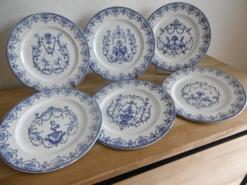 Six assiettes plates faience - six,