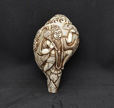 Hindou Ritual Conque Main Sculpté Singe God Lord Hanuman Conque Coque, HP
