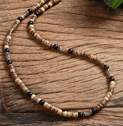 Collier homme perles agate - de,
