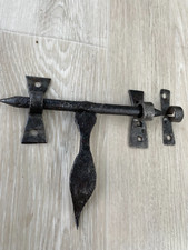 Ancien verrou poignée cochonnier en fer forgé, serrure targette ferrure penture