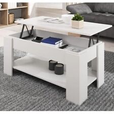 Table basse relevable | 100 x 50 x 43,5 (52,3) cm | Blanc Finition brillante | N