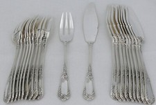 Ravinet d'Enfert Floral/Louis XV, 10 couverts poisson, 20 pièces, métal argenté