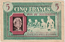 5 FRANCS - BON SOLIDARITE PETAIN 1941- ENVOI GRATUIT !