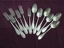 ancien couvert de table 6 cuillères 6 fourchettes métal argente M.F.84g MENAGERE