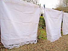 Lot de 3 jolies paires de taies d'oreiller brodées anciennes en fil / monogramme