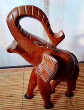 STATUE SCULPTURE ANIMALIERE  ELEPHANT EN BOIS HAUT 26CM