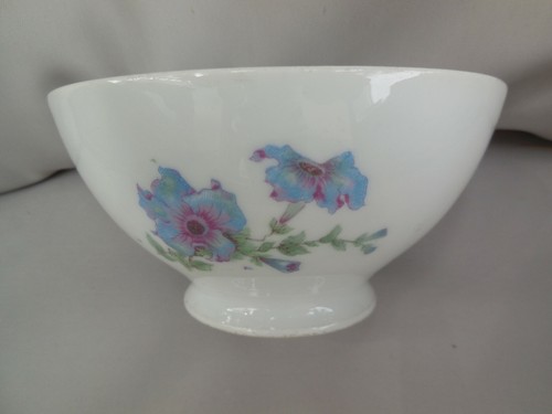 Bol ancien decor fleurs bleu - bol,