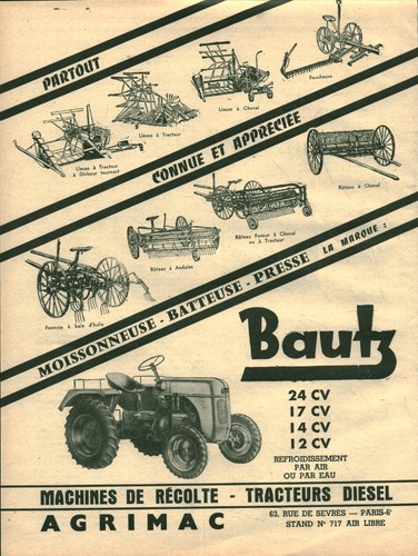 Publicité ancienne tracteurs
