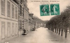 77 CPA ANIMEE 1910  MONTEREAU  LES INONDATIONS 29 JANVIER 1910 QUAI DES GRAVIERS