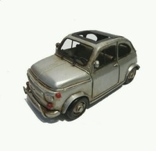 Reproduction Réplique voiture ancienne grise vintage rétro métal - 26 cm