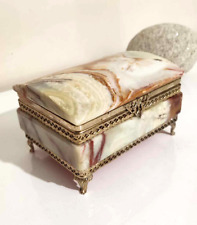 Superbe boîte à bijoux ancienne en onyx vintage 1960 Pièce rare