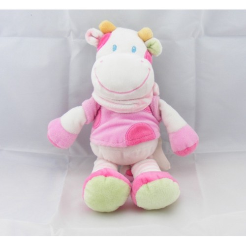 Doudou vache rose pois foulard