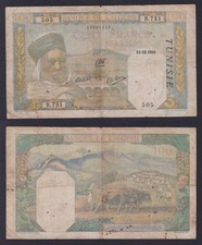 Billet De Tunisie Banque D'Algérie 100 FRANCS 1941 P.-13a BB-/VF-