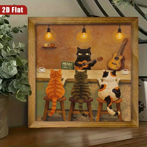Retro oil painting cat band - oil,
